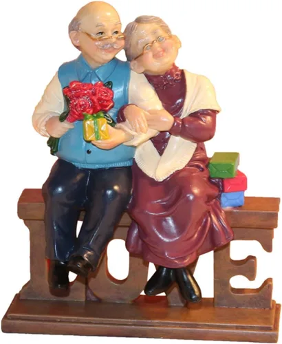 Vista 8 de Abuelos Padres Aniversario Regalo de Boda Resina Amante Pareja Mayor Figuras Vida Vejez Decoración del Hogar Día de la Madre con tarjeta de regalo