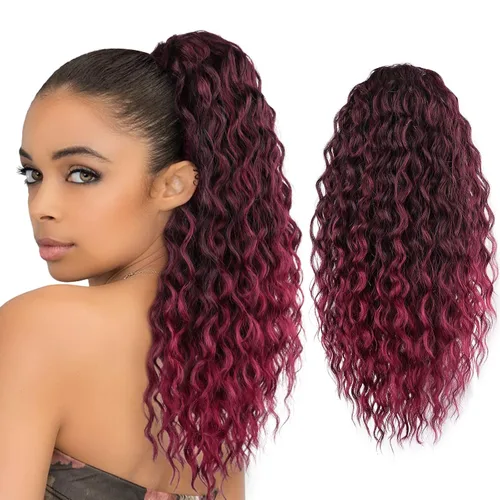 Vista 18 de FREEMEIGE Extensión de cola de caballo, cola de caballo rizada ondulada de 8 pulgadas para mujeres negras, corto, suave, natural, sintético, grueso