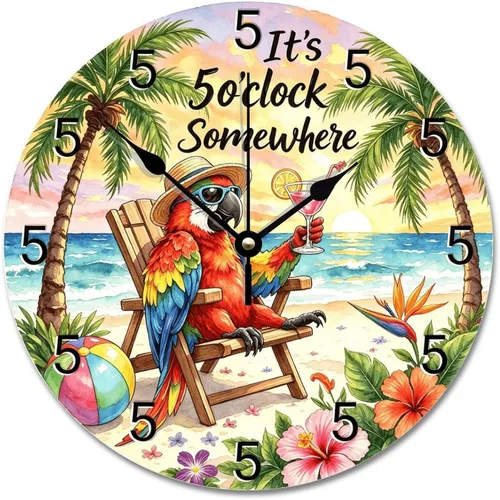 Vista 7 de Reloj de pared Whatever Modern Wood Clock de 10 pulgadas, silencioso, sin tictac, funciona con pilas, para sala de estar, dormitorio, cocina, A