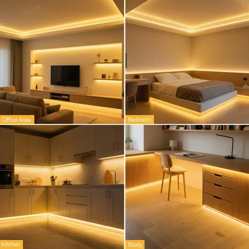 Vista 8 de La cuerda de neón de la MAZORCA del silicón enciende la prenda impermeable flexible 16.4FT cortable Self-Adhesive Dimmable COB Led Strip Lights