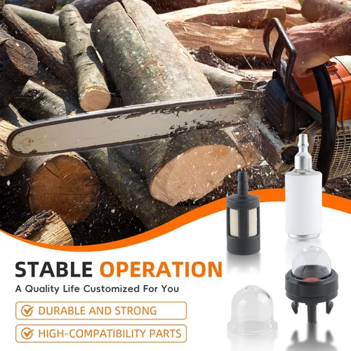 Vista 3 de GoaMotors Tubo de manguera de gas de 4 tamaños y 4 pies de largo para motor pequeño para Stihl con bombilla de imprimación a presión, filtro
