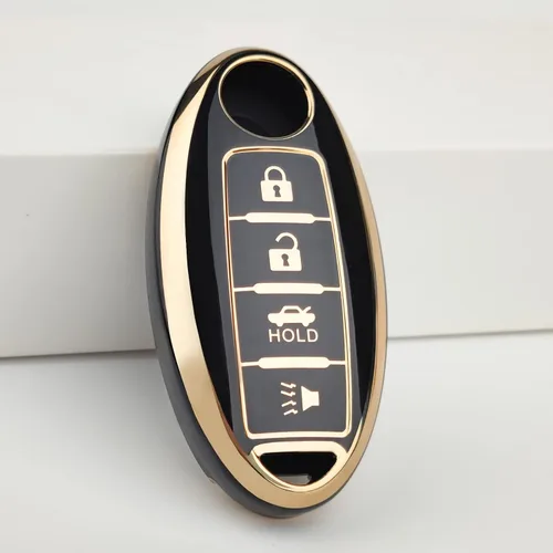 Vista 3 de OLLEN Funda para llavero de TPU de 4 botones con anillo brillante, apta para Nissan Altima Sentra Maxima Murano Rogue Armada Pathfinder, funda