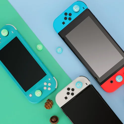 Vista 2 de Tscope Lindas tapas de agarre para el pulgar para Nintendo SwitchLiteOLED, para Animal Crossing Kawaii Leaf Joystick Analog Soft Silicone Button