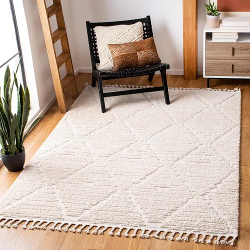 Vista 9 de SAFAVIEH Colección Marrakesh Alfombra de Pasillo - 2 pies 2 pulgadas x 6 pies, color beige, diseño tribal marroquí bohemio con borlas, no desprende