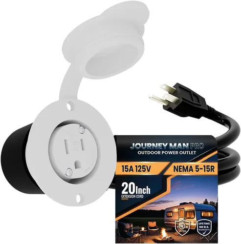 Vista 8 de Journeyman-Pro - Toma de corriente para exteriores resistente a la intemperie de 15 amperios y 125 voltios NEMA 5-15R kit de receptáculo con cable