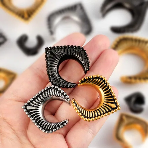 Vista 7 de LADEMAYH Tapones de sillín para orejas, calibre 0.00 oz 1 pulgada en espiral para orejas, acero inoxidable 316L, dilatadores de oreja para hombres
