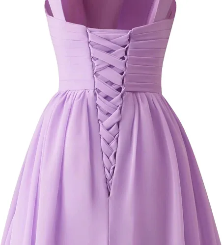 Vista 5 de Rmaytiked Vestidos de dama de honor de gasa plisados con agujero de cerradura para boda vestidos largos de graduación vestidos formales de fiesta