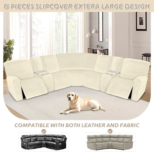 Vista 296 de Arfntevss Fundas de sofá seccional reclinable de terciopelo, Funda de sofá seccional de esquina para sofá reclinable, Funda elástica suave