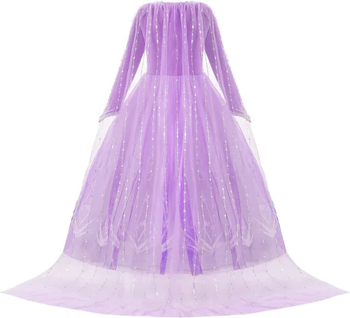 Vista 2 de Ohlover Disfraz de princesa con lentejuelas para niñas pequeñas fiesta de nieve disfraz de Halloween