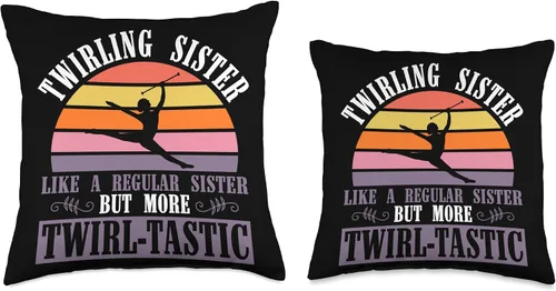Vista 3 de Baton Twirling & Majorette Dance Designs Baton Twirler Sister Design for Majorette Cheerleader Sisrer Throw Pillow, 16x16, Multicolor