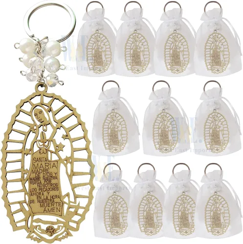 Vista 5 de 12 llaveros grabados personalizados con texto en inglés «Our Lady of Guadalupe», recuerdos de la primera comunión, bautizo, evento religioso