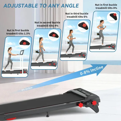 Vista 4 de Walking Pad with Handle Bar and Incline, 3 in 1 Under Desk Treadmill with Hiking Mode, 2.5HP Low Noise Walking Treadmill Pad with Remote