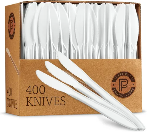 Vista 9 de Plasticpro Cubiertos 400 tenedores de plástico desechables blancos de peso medio