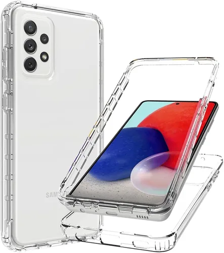 Vista 6 de Funda compatible con Galaxy A33 5G, Samsung A33 5G con protector de pantalla de vidrio templado, cuerpo completo, a prueba de golpes, transparente