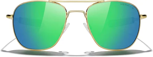 Vista 2 de MERRY'S Gafas de sol polarizadas militares clásicas cuadradas aviador para hombres o mujeres S8636