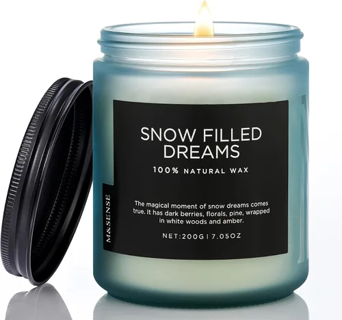 Vista 23 de M&SENSE Ode to Winter - Vela perfumada para el hogar, cera de soja natural, mecha de algodón, aroma de invierno, 7.05 onzas hasta 50 horas de tiempo