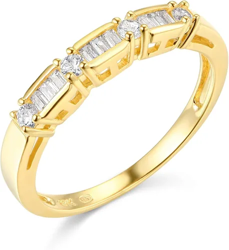 Vista 5 de Anillo de compromiso 14K oro SÓLIDO amarillo o blanco y set de 2 unidades de anillos de bodas