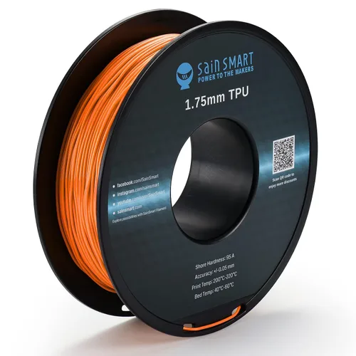 Vista 9 de Bobina de filamentos para impresoras 3D SainSmart, 0.06 pulgadas, flexible, TPU, 1,7 libras, Negro, 1