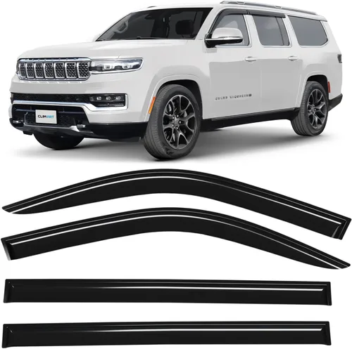 Vista 13 de CLIM ART - Protectores de lluvia increíblemente duraderos para Jeep Cherokee 2014-2023, deflectores de ventana originales con cinta adhesiva