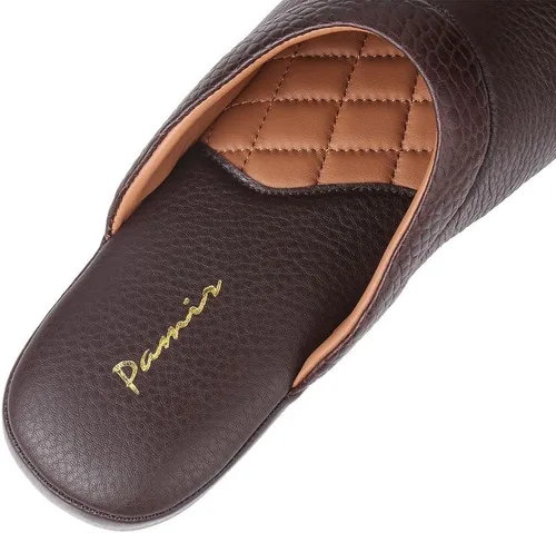 Vista 4 de PAMIR Pantuflas de casa de cuero texturizado prémium para hombre con espuma viscoelástica