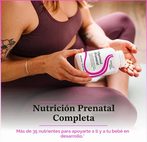 Vista 3 de Cápsulas Optimal Prenatal, sin hierro, fórmula médica, para mejorar la salud, 240 cápsulas vegetarianas