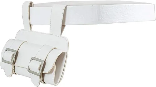Vista 3 de Cinturón de Halloween para adultos Kimetsu no Yaiba Anime PU Prop Cosplay Cinturón con cubierta de cuchillo blanco, Blanco