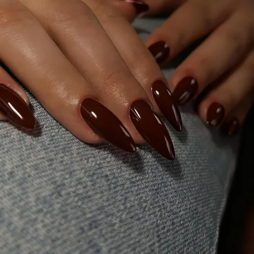Vista 33 de Uñas postizas de presión con forma de almendra rosa de longitud media estilo stiletto, uñas artificiales de gel suave reutilizables acrílicas
