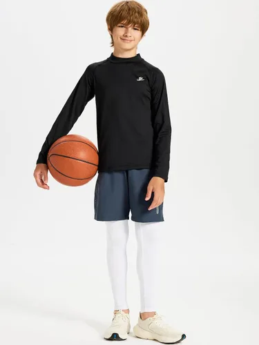 Vista 4 de DEVOROPA Leggings de compresión para niños y jóvenes, mallas deportivas con forro polar térmico
