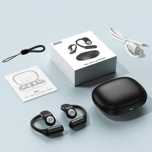 Vista 7 de OJW OWS - Auriculares de oreja abierta Bluetooth con micrófono, Bluetooth 5.4, IPX7 impermeable, ligeros ganchos deportivos inalámbricos