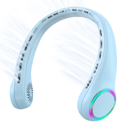 Vista 12 de Ventilador de cuello, ventilador portátil con vida útil de 5 a 17 horas, ventilador de cuello de 4000 mAh con 3 velocidades ajustables y 64 luces
