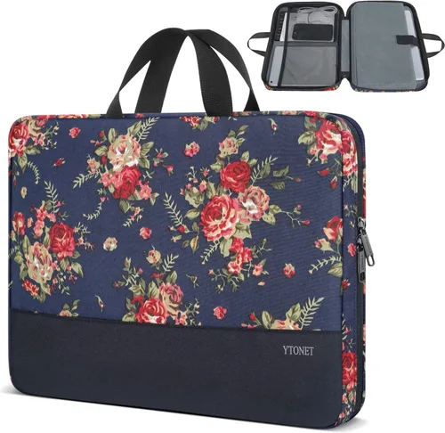 Vista 32 de Ytonet Funda profesional para transportar laptop de 13 a 13.3 pulgadas, delgada, con asas, resistente al agua, compatible con laptops MacBook Air