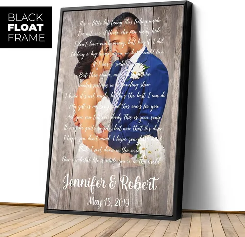 Vista 5 de Awesometik Letra de canción de boda con retrato personalizado de foto personalizada Primera danza canción favorita 1er aniversario renovación