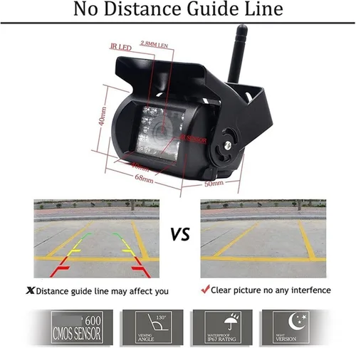 Vista 4 de Cámara de marcha atrás inalámbrica para vehículos, monitor LCD de 7 pulgadas para camiones, autobús, caravana, remolque, excavadora, monitor