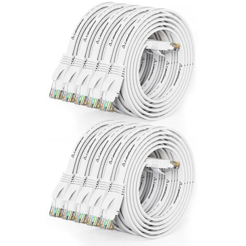 Vista 10 de Cable Ethernet Cat 6 de 1 pie (paquete de 10) (a un precio Cat5e pero mayor ancho de banda) Cables de red planos de Internet - Cable de conexión