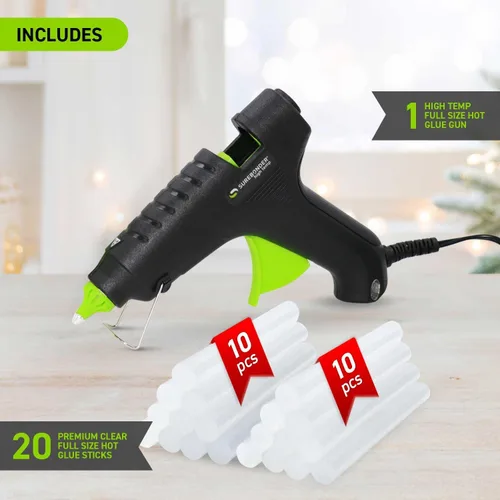 Vista 2 de Surebonder Kit de pistola de pegamento caliente de alta temperatura con 20 barras de pegamento multiusos de tamaño completo incluidas, perfecto