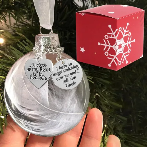Vista 13 de Adorno conmemorativo de Navidad transparente, bola de plumas, A Piece of My Heart is in Heaven, Loss of Loved One Aunt Christmas Tree Hanging Pendan