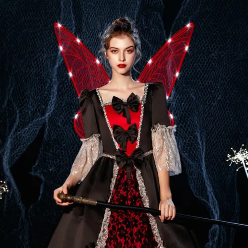 Vista 3 de quescu Alas de hadas iluminadas para adultos, alas de mariposa LED para niñas y mujeres, disfraz de Halloween, regalos para niños