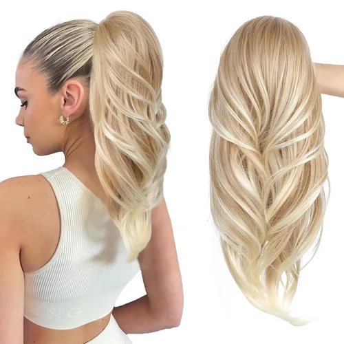 Vista 26 de SEIKEA Extensión versátil de cola de caballo con cordón, 18 pulgadas de largo, ondulado, con clip de varias capas, extensiones de cabello de cola