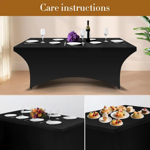 Vista 3 de Paquete de 6 manteles de elastano, manteles de elastano elásticos de 6 pies para mesas de 6 pies, mantel elástico rectangular universal ajustable