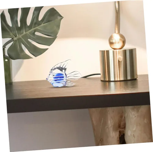 Vista 5 de LIFKOME Figura de pez de vidrio soplado a mano, escultura única de animales marinos para decoración costera, adorno náutico artesanal hecho a mano