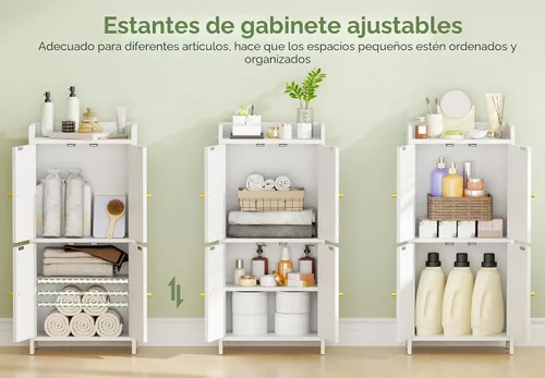 Vista 5 de BEWISHOME Gabinete de piso pequeño,Almacenamiento de papel higiénico Blanco