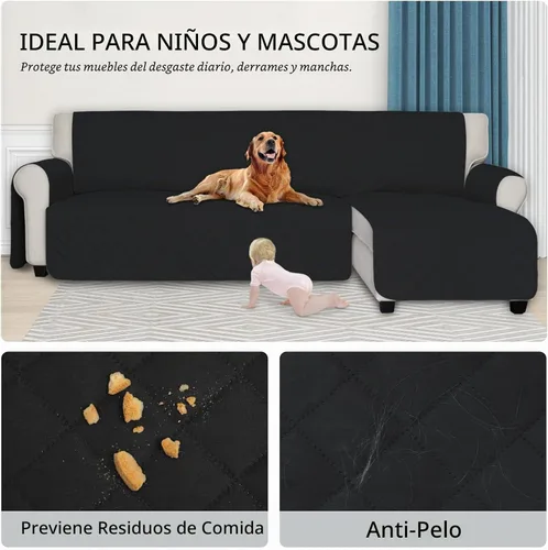 Vista 4 de ISSUNTEX - Fundas de sofá seccional para perros, funda reversible en forma de L para sofá, funda de chaise lounge resistente al agua, protector