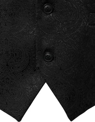 Vista 5 de JEMITOP Chaleco de vestir de cachemira para hombre, chaleco de traje Negro