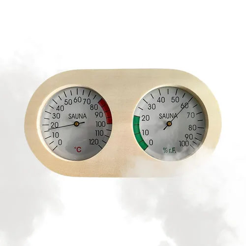 Vista 9 de Sauna Temperature Gauge,Wooden Temp Range 0-120 Monitor Temperature Hygrometer for Sauna Room,for House Apartment Bedroom Kitchen Living Room