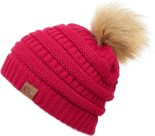 Vista 23 de Gorro unisex liso con pompón y ribete (HAT-43) de C.C Hatsandscarf Exclusives Marfil