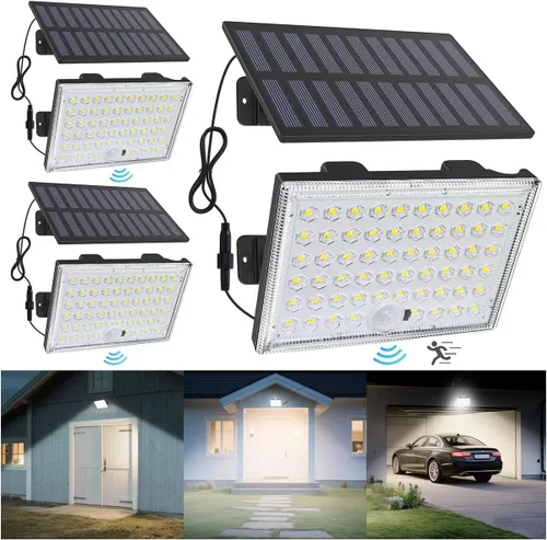 Vista 9 de LumiZen Luces solares para exteriores con sensor de movimiento, 3 modos de luces solares blancas frías, luces solares impermeables del atardecer al