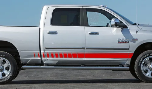 Vista 2 de 2 calcomanías autoadhesivas de rayas de vinilo para puerta lateral compatibles con Dodge Ram DS/DJ 2009-2016.
