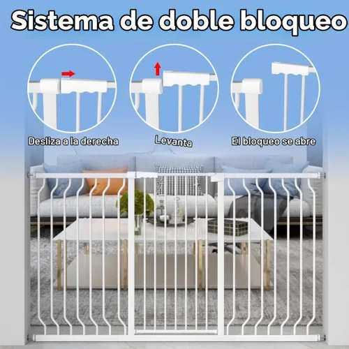 Vista 2 de WAOWAO Puerta extra alta para mascotas para perros y bebés, de 40.55 Blanco