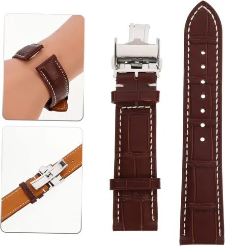 Vista 8 de Correa de reloj para hombre, correa de reloj de cuero, correa universal para la piel, correa de reloj de acero inoxidable