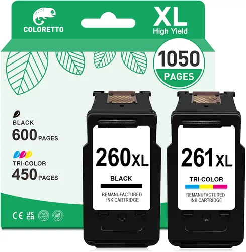 Vista 10 de COLORETTO PG-260XL - Cartuchos de tinta negra de repuesto compatibles con TS6420a TR7020a TS6420 TR7020 TR7022a TS5320 para Canon 260 cartucho